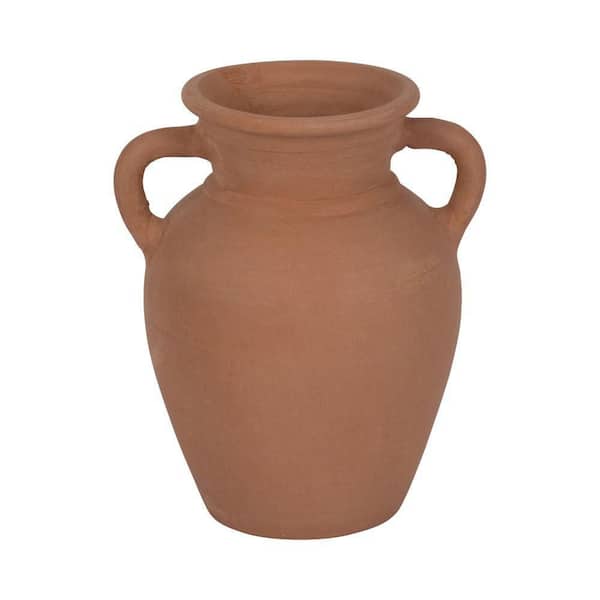 Liv & Skye 9 in. Brown Ceramic With Handles Decorative Vase