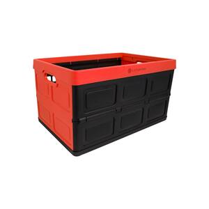 Foldable 48 Qt. Hardside Storage Crate in Red/Black