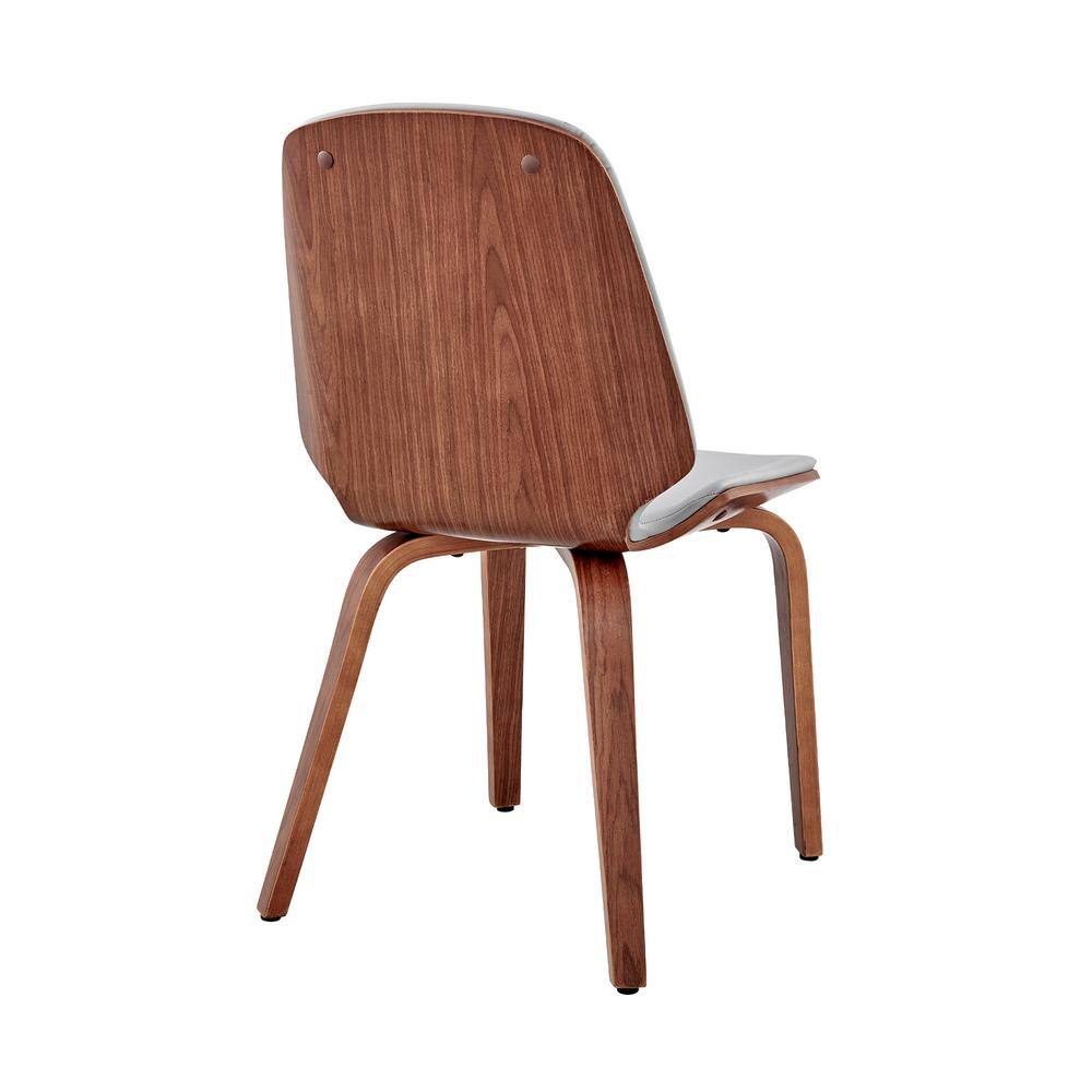 Gray Faux Leather & Walnut Wood Upholstered Side Chair