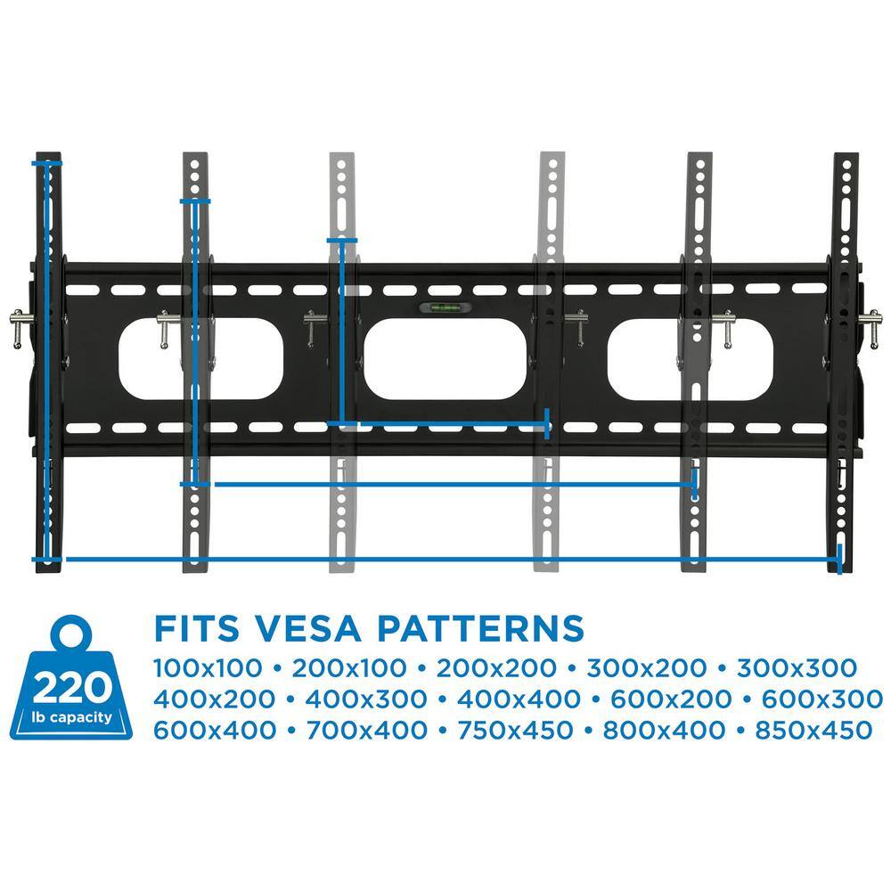 Black Steel Low-Profile Tilting TV Wall Mount for 42-90 inch Screens