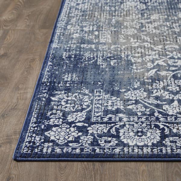 Aysal Alazah Blue 9 ft. 10 in. x 12 ft. 10 in. Geometric Polypropylene Indoor Area Rug