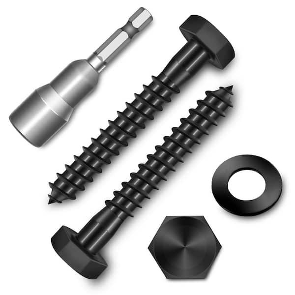 5/16 in. x 2 in. Black Oxide Stainless Steel Hex Button Head Lag Screw (12-Pack)