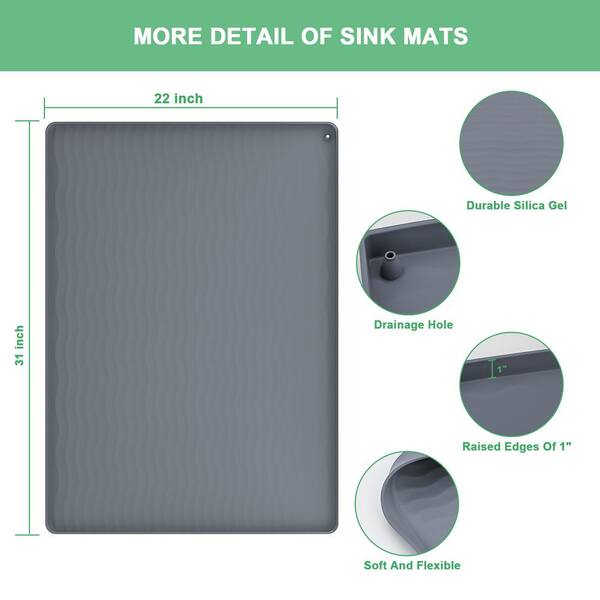 Silicone Under Sink Mat Liner with Drain Hole