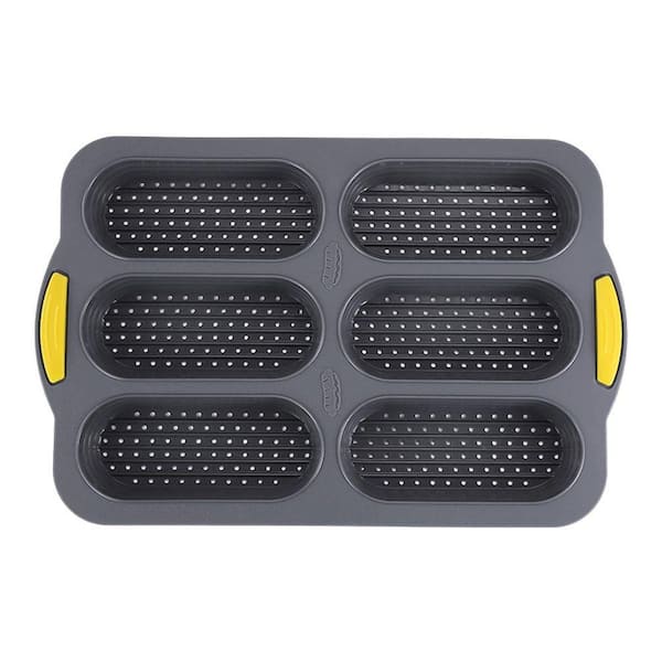 6-Cavity Silicone Bread Loaf Pan, Nonstick Sourdough & Baguette Pan, Heat Resistant for Homemade Bread