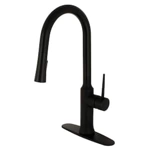 New York Single-Handle Pull-Down Sprayer Kitchen Faucet in Matte Black