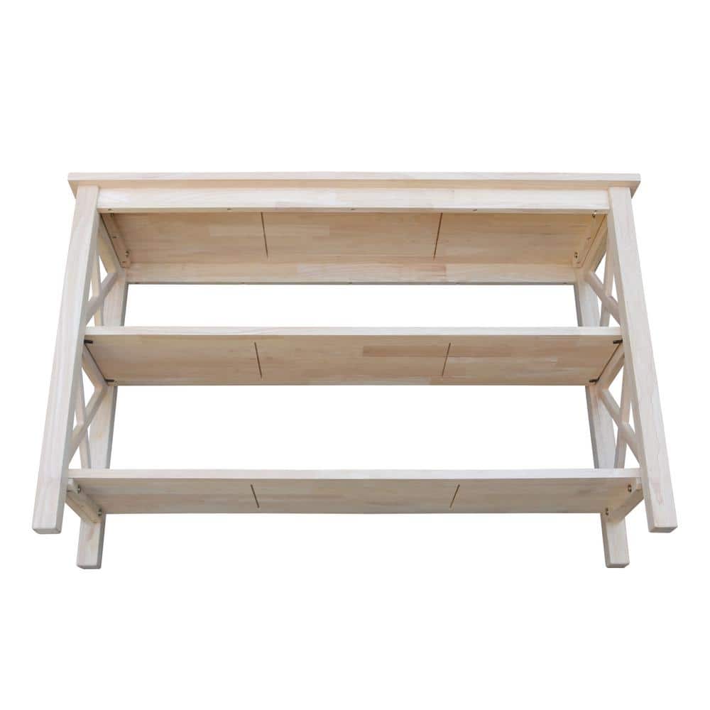 Elegant Hampton Solid Parawood Console Table with Dual Shelves