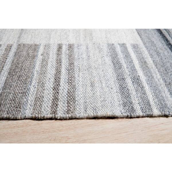3 ft. x 5 ft. Gray Hand Woven Wool and Viscose Modern Reversible Flat Weave Durry Area Rug