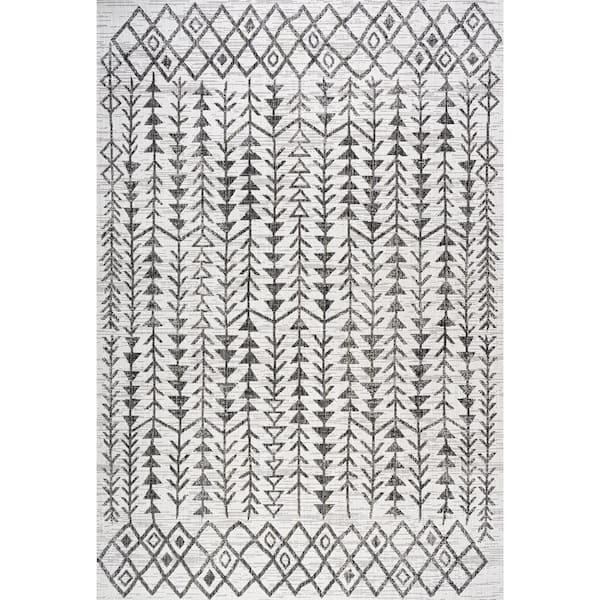 Tokay Bohemian Geometric Ivory/Black 3 ft. x 5 ft. Indoor/Outdoor Area Rug