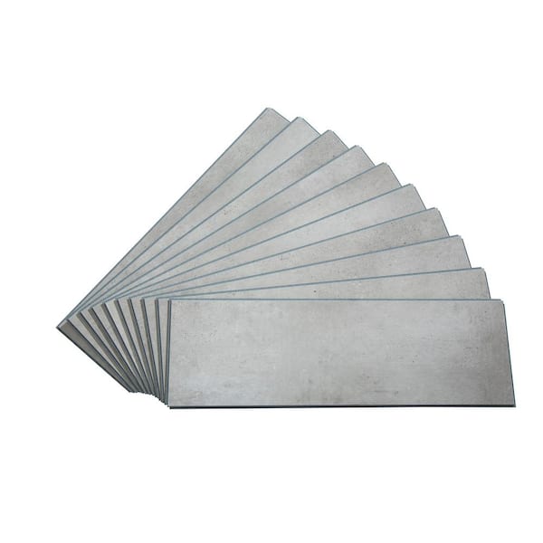 22.8 in. L x 7.31 in. W Frost Nickel Waterproof Adhesive No Grout Vinyl Wall Tile (11 sq. ft./Case)