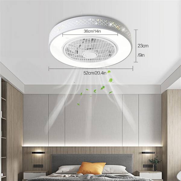 OUKANING 20.4 in. Round White Indoor Integrated LED Ceiling Fan 