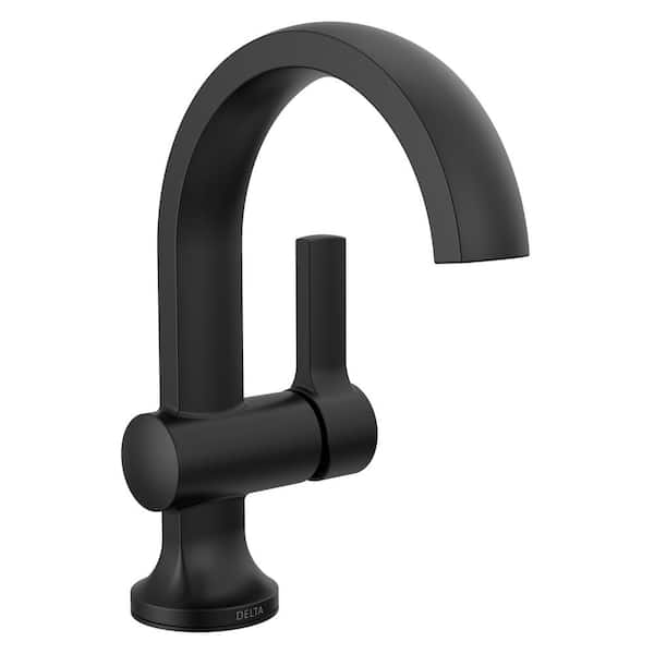 Delta Albion Single Handle Single Hole Bathroom Faucet with Drain Kit Included in Matte Black