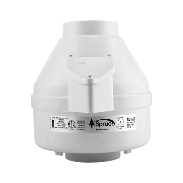 Spruce RV150 140 CFM 4 in. Inlet and Outlet Inline Ventilation Fan in White