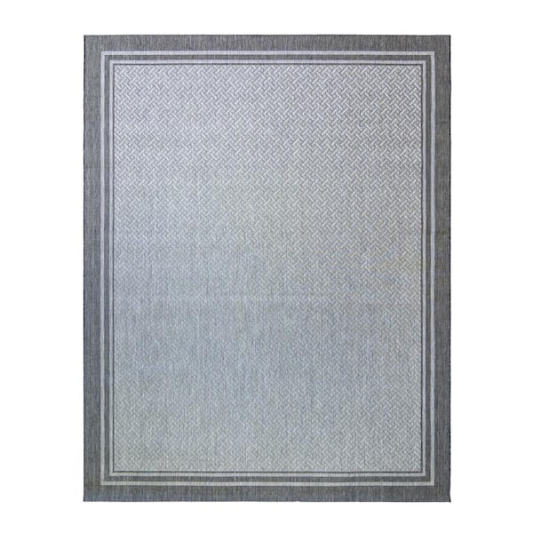 Gertmenian Paseo Soroa Ash/Steel 9 ft. x 13 ft. Border Indoor/Outdoor Area Rug