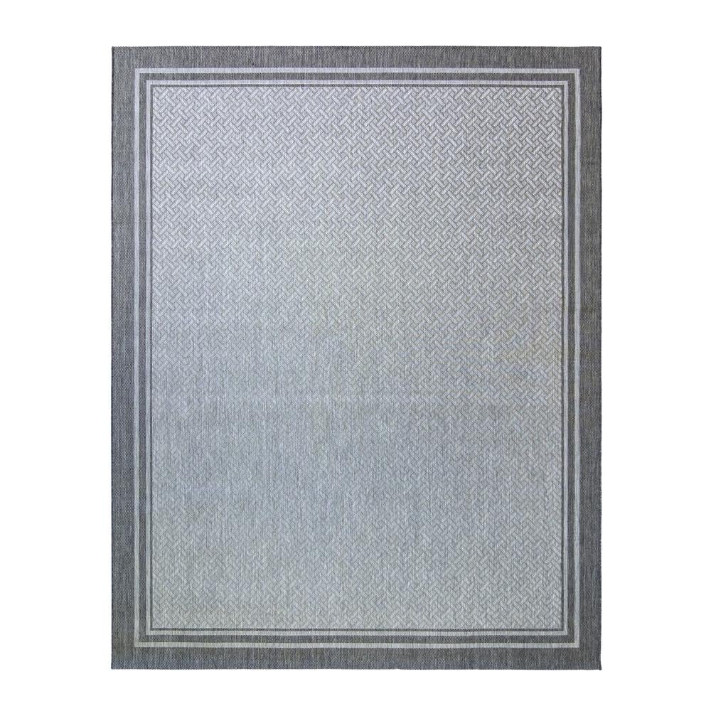 Ash and Steel Flat Woven Reversible 8' x 10' Outdoor Rug