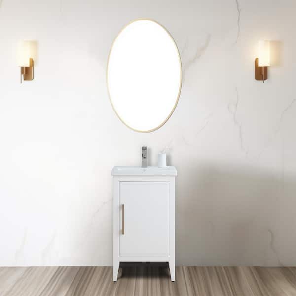 Vanity Art 20 in. W x 15.8 in D x 34 in. H Single Sink Bathroom Vanity Cabinet in White with Ceramic Top
