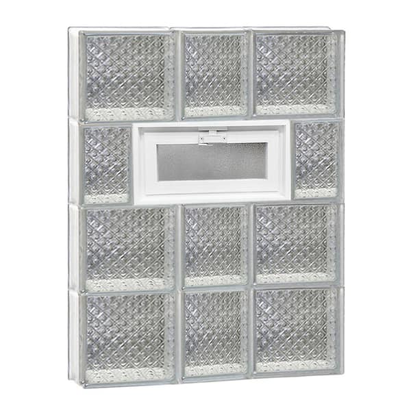 Clearly Secure 21.25 in. x 31 in. x 3.125 in. Frameless Diamond Pattern Vented Glass Block Window