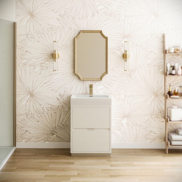 Valencia 24 in. W Bathroom Vanity in Glossy White with Acrylic Vanity Top in White