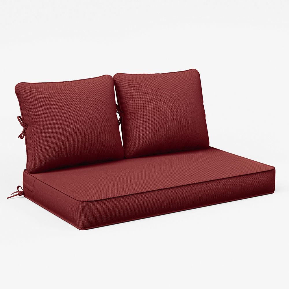 46 in. x 26 in. x 5 in. Outdoor Patio Replacement Loveseat Sofa Cushion Set with Backrest Burgundy