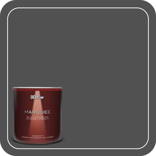 BEHR MARQUEE 1 qt. #N460-7 Space Black Matte Interior Paint & Primer