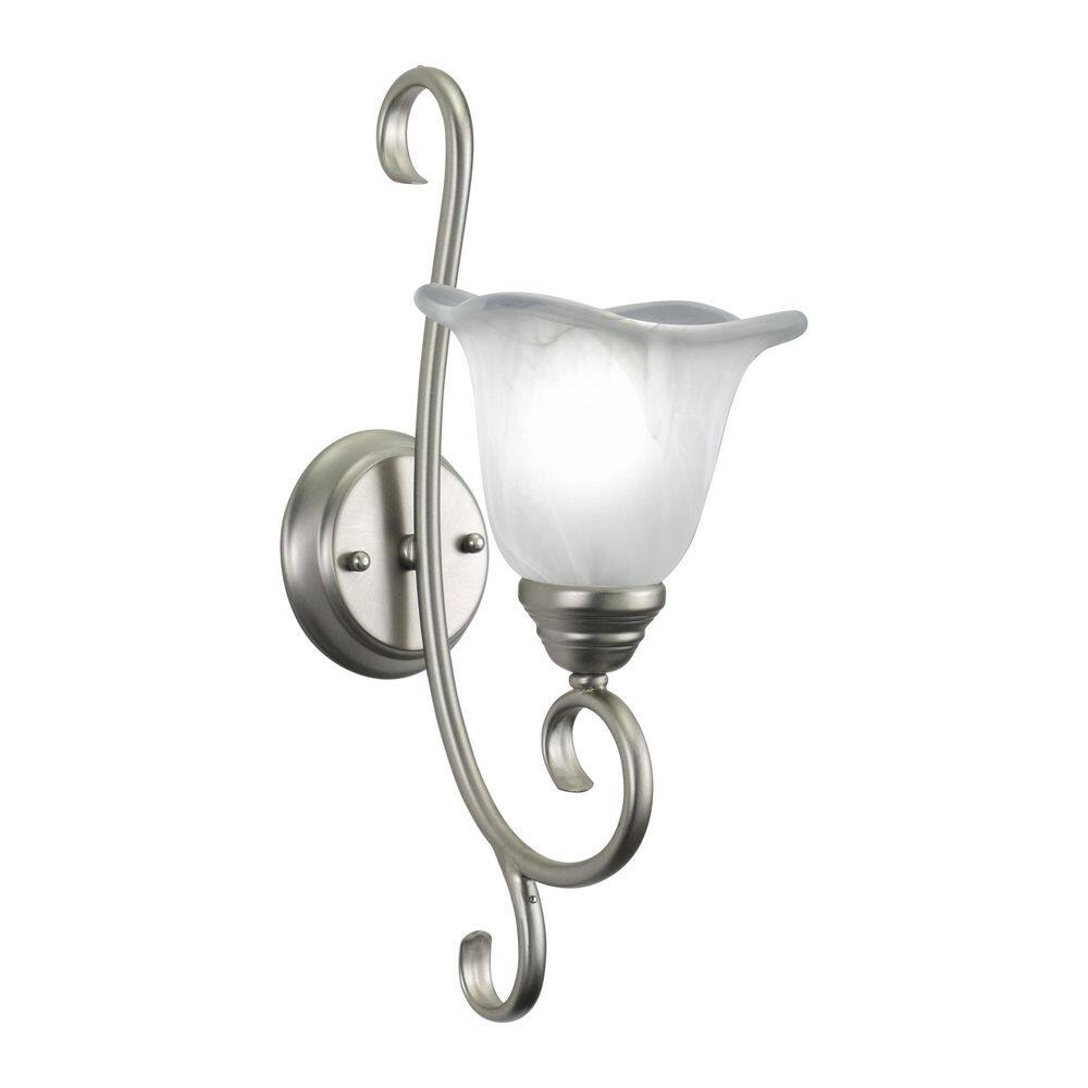 Bella Brushed Nickel Vanity Light with Alabaster Glass Shade