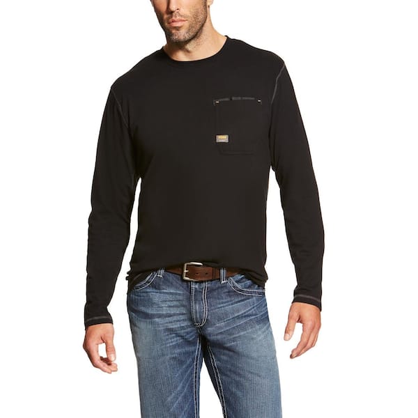 Ariat Men's Size X-Large Black Rebar Long Sleeve Work T-Shirt