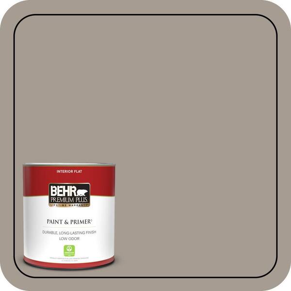 BEHR PREMIUM PLUS 1 qt. #N200-4 Rustic Taupe Flat Low Odor Interior Paint & Primer