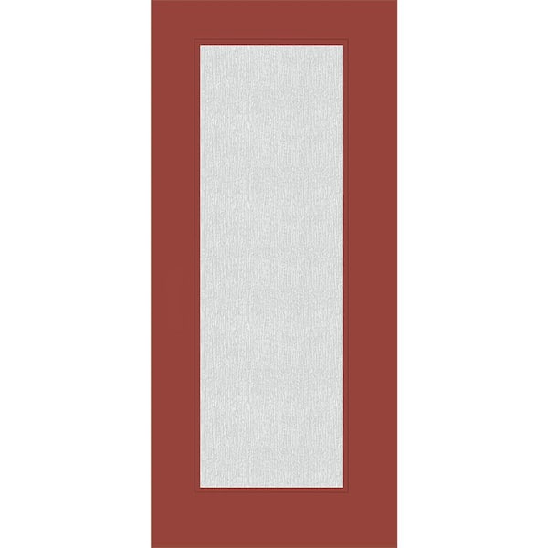 Steves & Sons Legacy 36 in. x 80 in. Universal Handing Full Lite Rain Glass Primed Morocco Red Finish Fiberglass Front Door Slab