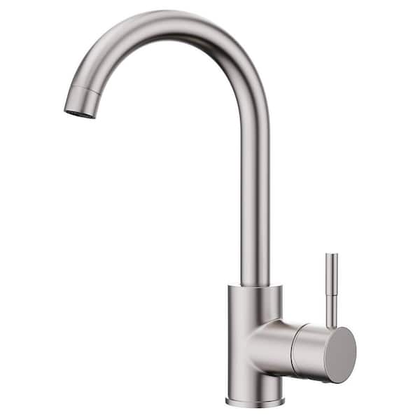 Single Handle Deck Mount Standard Kitchen Faucet 1/3 Hole with Deck Plate in Brushed Nickel