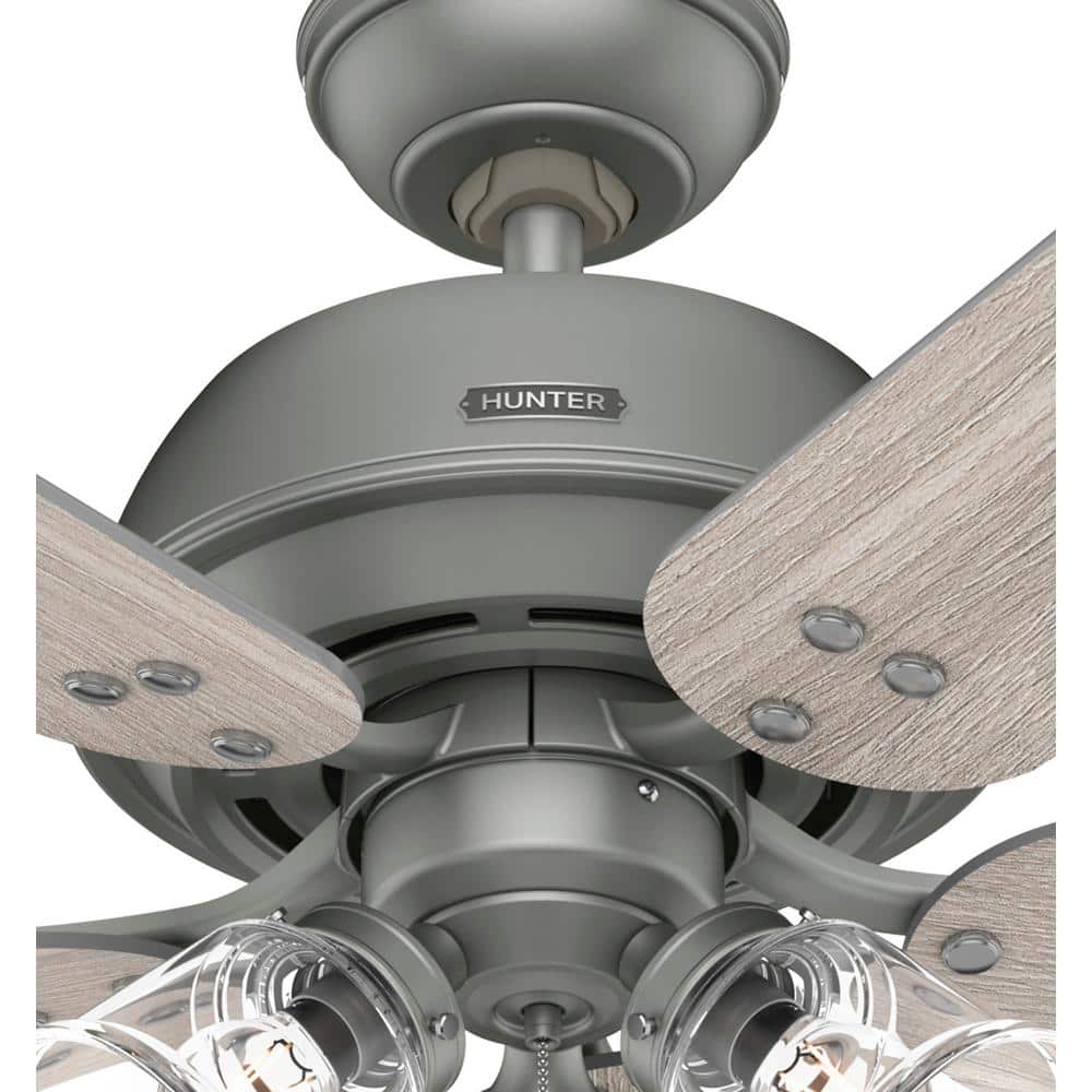 Matte Silver 52" Ceiling Fan with Light Kit and Reversible Blades