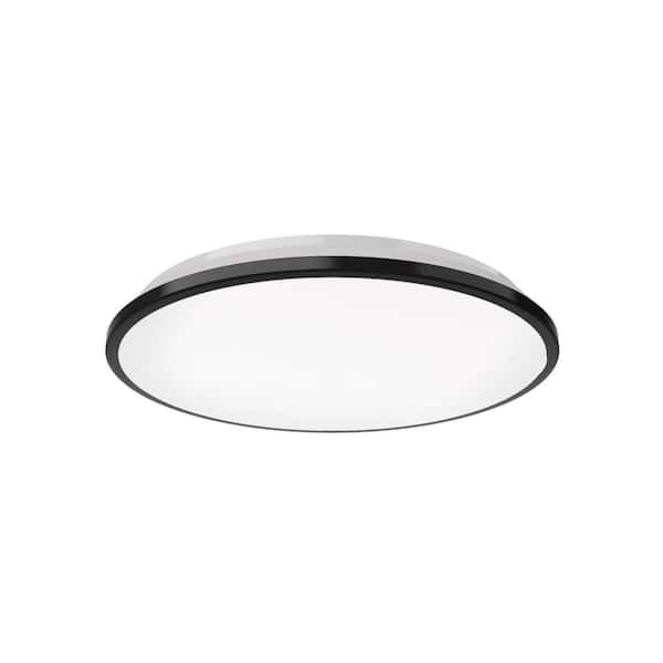 KUZCO Brook 11 in. 1-Light 17-Watt Black Integrated LED Flush Mount