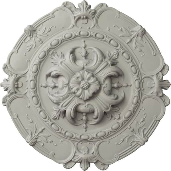 Ekena Millwork 2-3/8 in. x 16-1/2 in. x 16-1/2 in. Polyurethane Southampton Ceiling Medallion, Pot of Cream