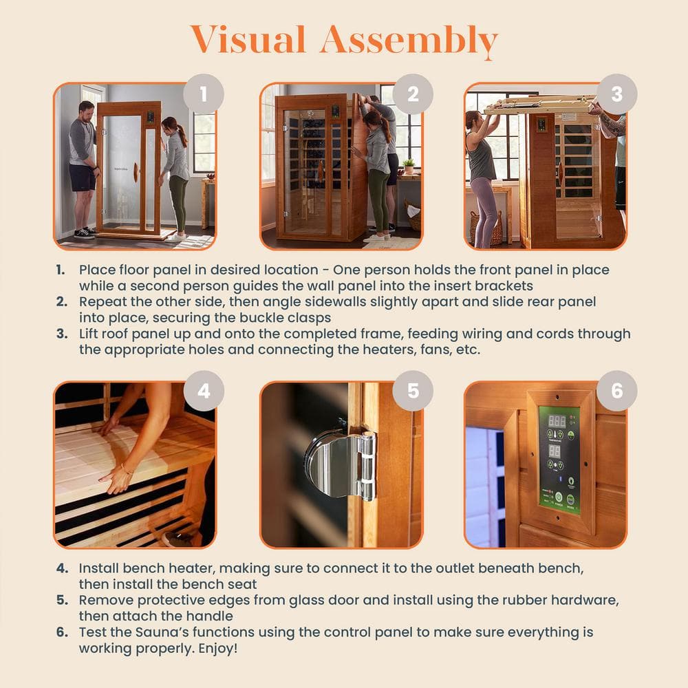 Barcelona 2-Person Hemlock Wood Infrared Sauna with Glass Door