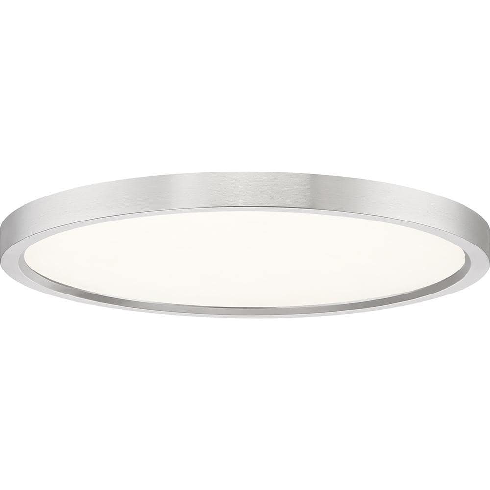 Sleek 15" Brushed Nickel LED Flush Mount with White Acrylic Shade