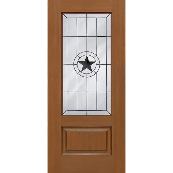 Regency 36 in. x 80 in. Universal Handing 3/4L Alamo Glass Autumn Wheat Stain Fiberglass Front Door Slab