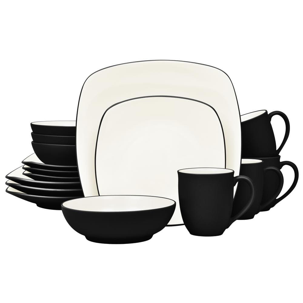 Noritake Colorwave Graphite 16-Piece Square (Black) Stoneware ...