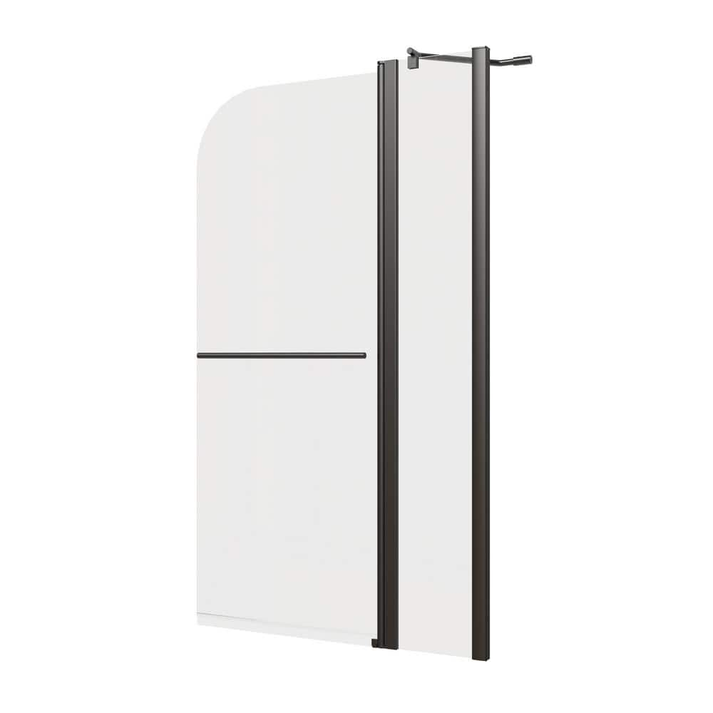 grossag 34 in. W x 58 in. H Pivot Tub Door in Matte Black with Clear ...