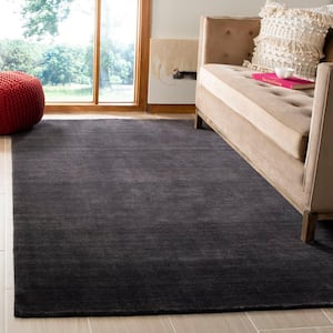 Himalaya Black 6 ft. x 6 ft. Square Solid Striped Area Rug