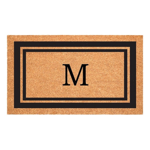 Calloway Mills Black Border Monogram Door Mat 18 in. x 30 in. (Letter M)