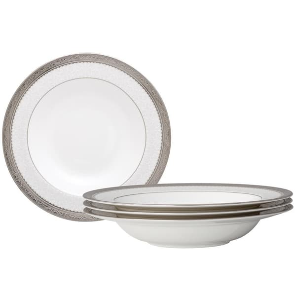 Odessa Platinum 8.5 in., 12 fl. Oz. (Platinum) Bone China Soup Bowls (Set of 4)