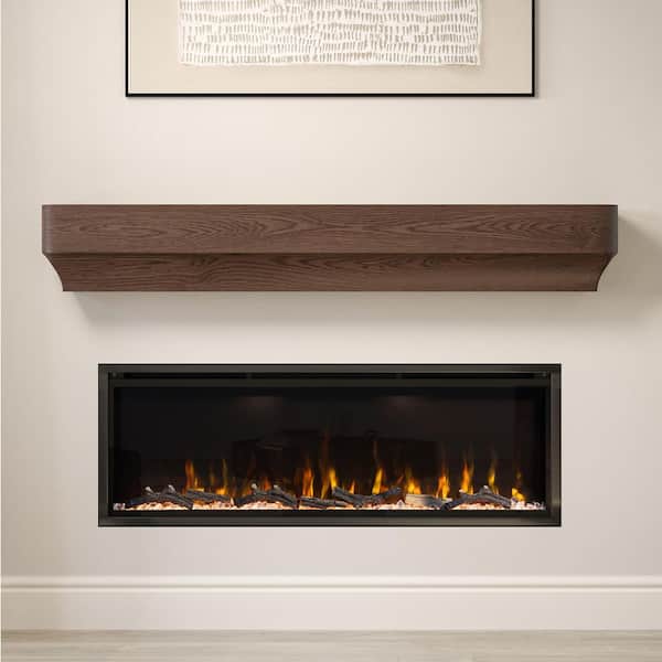 Forma Burnished Walnut Stain 60 in. Wood Fireplace Cap-Shelf Mantel