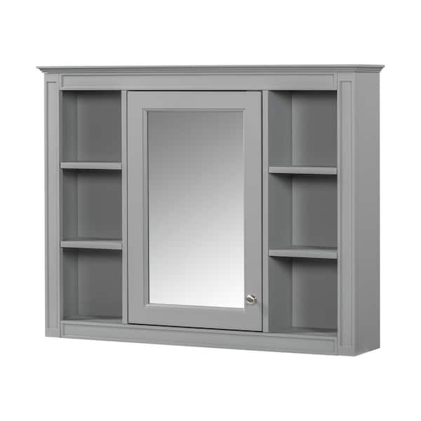35.03 in. W x 7.32 in. D x 27.50 in. H Bathroom Storage Wall Cabinet in Grey