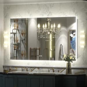 55 in. W x 30 in. H Rectangular Frameless Super Bright Backlited LED Anti-Fog Tempered Glass Wall Bathroom Vanity Mirror