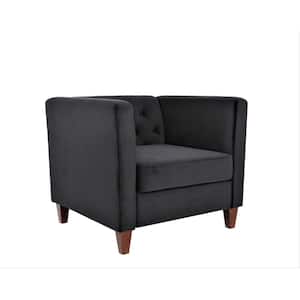 Leeanna 30.3'' Wide Black Velvet Armchair