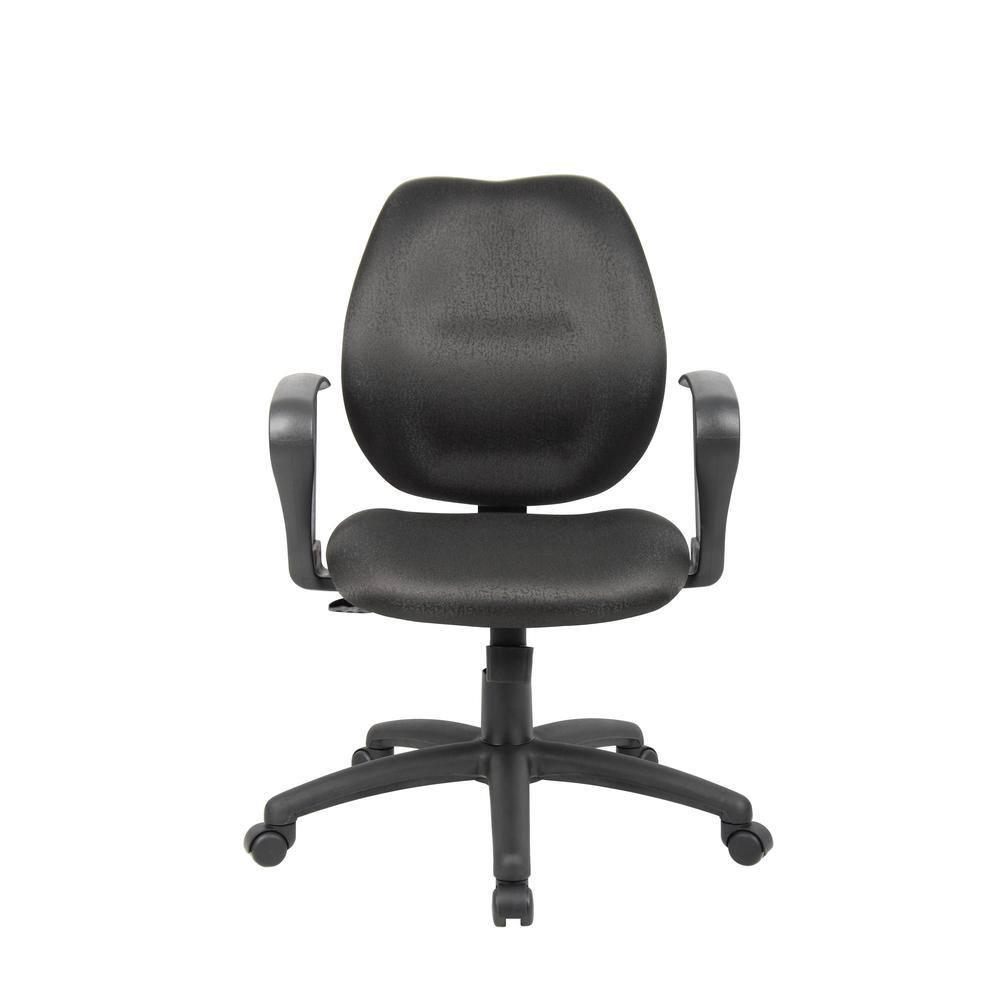 ErgoComfort Mid-Back Black Fabric Task Chair with Fixed Arms