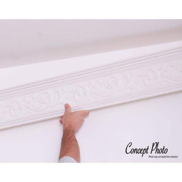 American Pro Decor 7-7/8 in. x 5-1/2 in. x 96 in. Leaf Polyurethane Crown Moulding Pro Pack 16 LF (2-Pack)
