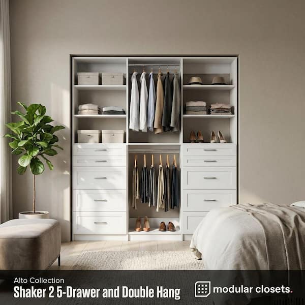 MODULAR CLOSETS Alto Collection 99 in. W White Tower System Shaker