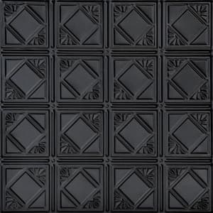 Carnivale Satin Black 2 ft. x 2 ft. Decorative Tin Style Nail Up Ceiling Tile (48 sq. ft./Case)
