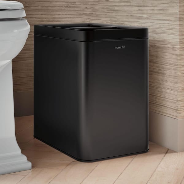KOHLER 22-Liter Dual-Compartment Open-Top Trash Can in Black