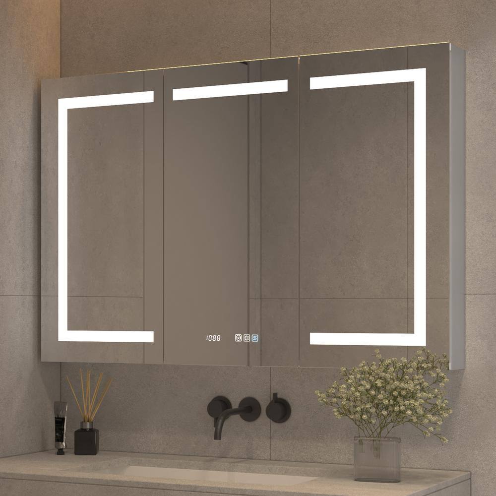 48'' x 32'' Silver Aluminum LED Medicine Cabinet with Mirror