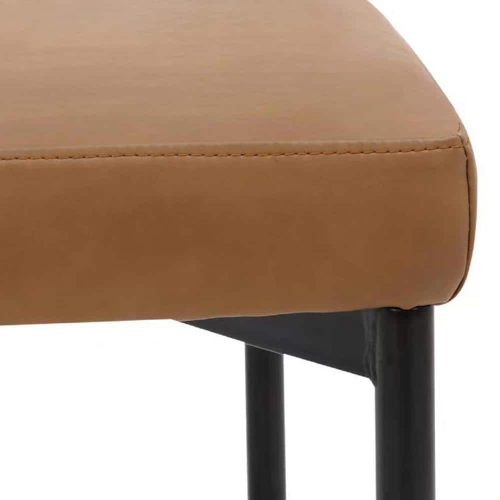 Dahlia Light Brown Faux Leather Upholstered Side Chair with Black Metal Frame